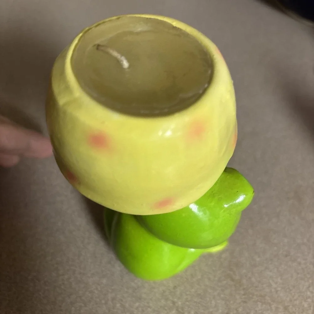 Vintage Frog With Mushroom Candle Holder Kitschy JSNY Taiwan‎ Retro